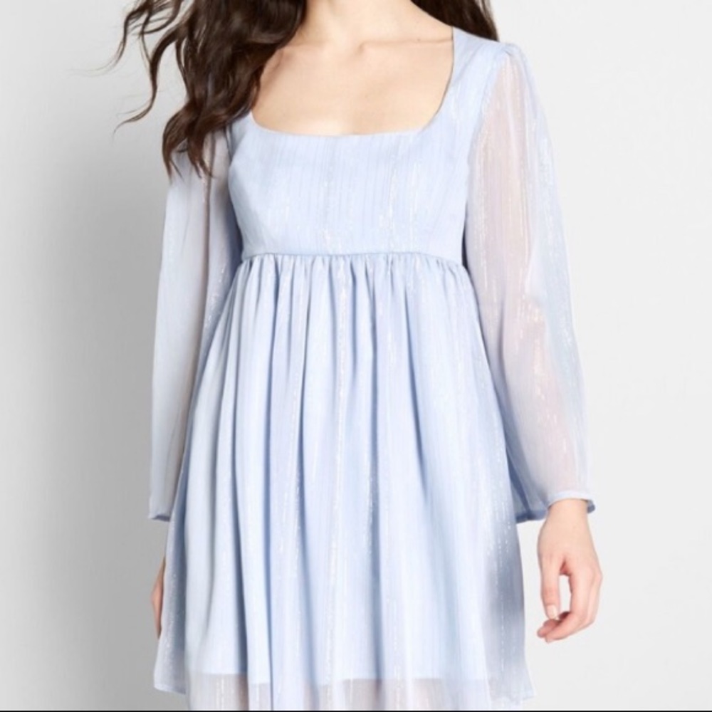 ModCloth Metallic Blue Babydoll Tunic Dress